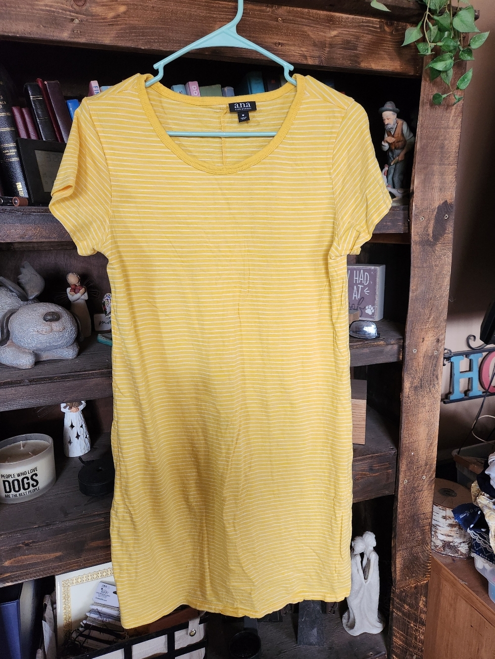 a.n.a Yellow Striped Short Sleeve Dress